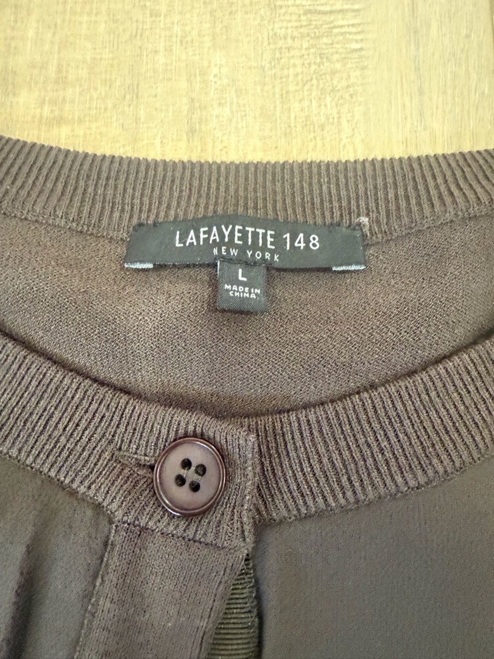 Lafayette 148 New York Brown Knit Cardigan - Picture 4 of 5